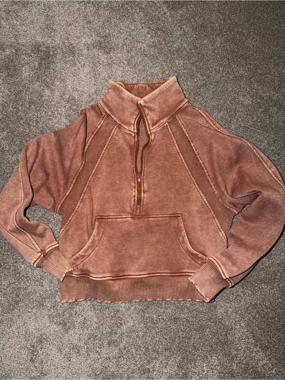 Women's Washed Rust Quarter-Zip Pullover Sweatshirt
